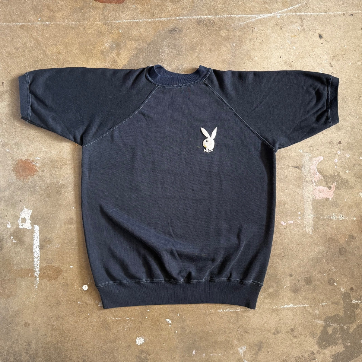 60s - 70s VINTAGE PLAYBOY MAGAZINE SHORT SLEEVE SWEATSHIRT SZ S 