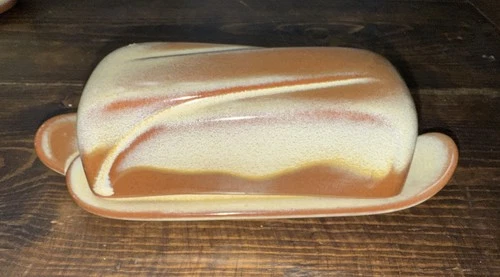Vtg Frankoma Pottery 4K Covered Butter Dish Prairie Brown Plainsman Beautiful