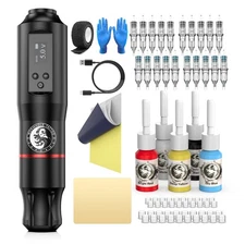 Tattoo Gun Kit, Kit Wireless Tattoo Machine Kit with 1,600 mAh Capacity Wirel...