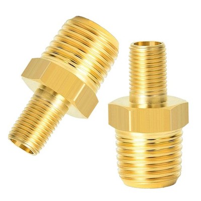 2Pcs Brass Air Inflator Adapter 1/4 NPT(M) to Standard Schrader Valve(M), Tan...