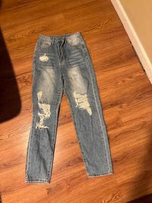 Ripped Women's Light Blue Jeans, Straight Leg, Size 34 XS