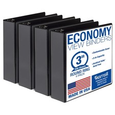 3 Inch 3 Ring Binders, Economy Round Ring, Clear View Cover, 550 Capacity - f...