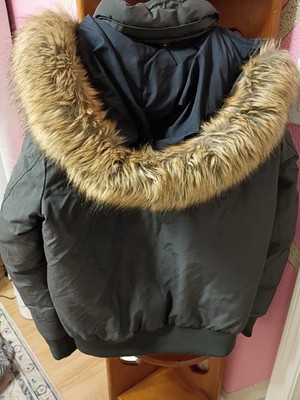 Tommy Hilfiger Hood Puffer Rockie Down Hampton Bomber Jacket Size Large Black