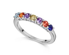 Damenring 925 Silber Regenbogen Zirkon Ring G...