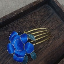 Cloisonne Peony Hair Comb Hairpin Ancient Sty...