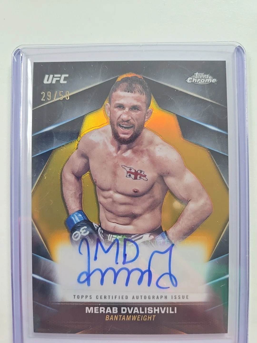 Merab Dvalishvili 2024 Topps Chrome UFC Gold Auto /50
