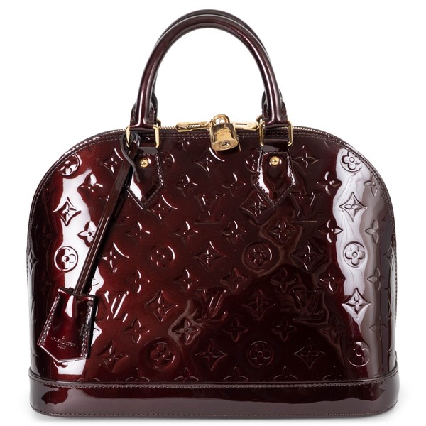 74179 authentische Louis Vuitton Tasche Amarant lila Monogramm Vernis Leder ALMA MM