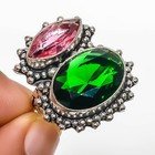 Emerald Quartz, Amethyst (Lab-Created) Gemstone 925 Silver Plated Ring s.8 TR7-1 — photo 3