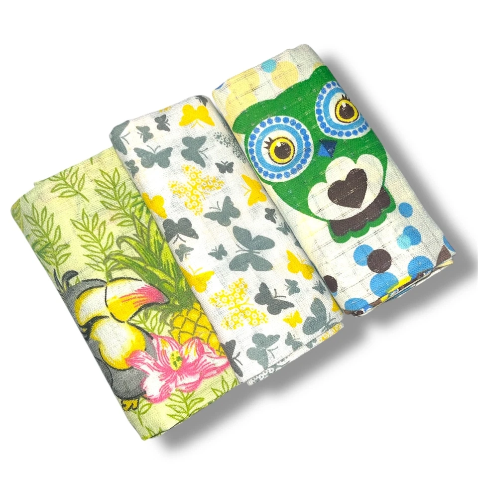 ✅ 3er-Pack GROSSE BAUMWOLLE BABY MUSLIN QUADRATE TÜCHER TRANKE PLANET
