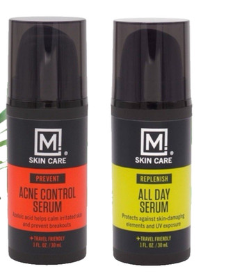 M. Skin Care Men s Duo Set: Prevent Acne Control & Replenish All Day Serums  NEW