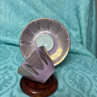Winterling Bavaria 32 Demitasse Cup Saucer Pink  Gold Rim Trim Art Deco Style