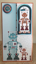 Handmade DL Dad & Son Robot Themed Card "To a Great Dad"  Daddy Father