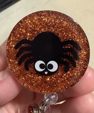 Retractable Spider Glitter Badge Reel