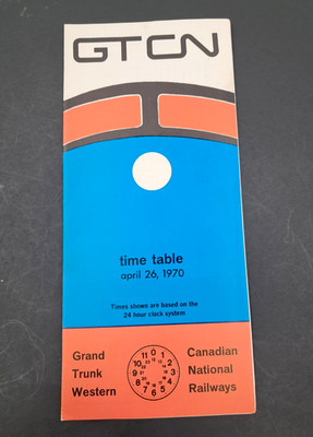 1970 GT Grand Trunk Western Railroad & Canadian National Passenger Time Table