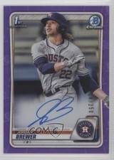 2020 Bowman Chrome Prospect Purple Refractor 214/250 Jordan Brewer Auto 12io