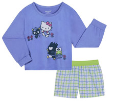 Hello Kitty Friends Girls 2Pc Pajama Set Periwinkle Size M 7-8 Sanrio NEW