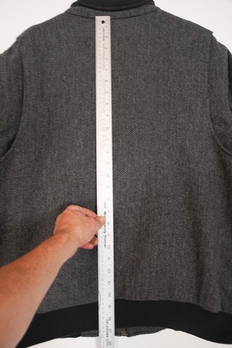 L.L. Bean Gray Wool Blend Herringbone Bomber Jacket MENS LARGE Full Zip - Picture 11 of 14