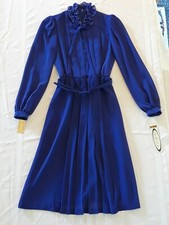 Vintage Dina Bennett Dress Purple/Blue Size 5/6 Long Sleeve Spring Summer