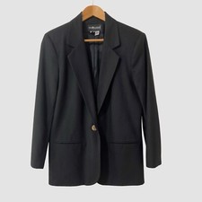 Sag Harbor Vintage Black Pure Wool One Button Blazer US10P