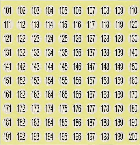 Mini Skater 15 Sheets 101 to 200 Number Small Numbers Stickers, Self ...