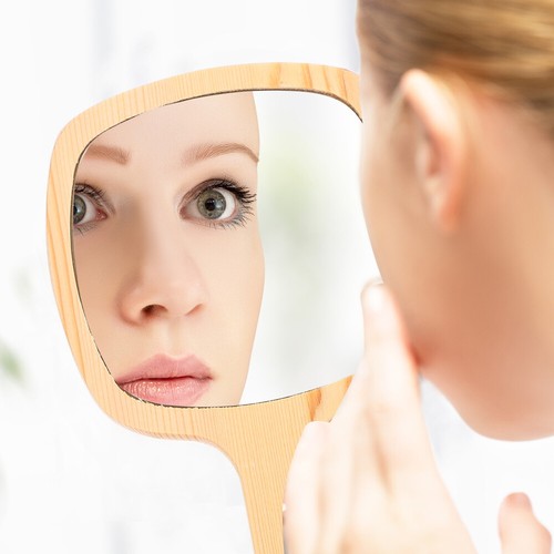 Vanity Mirror Travel Handheld Small Makeup with Handle