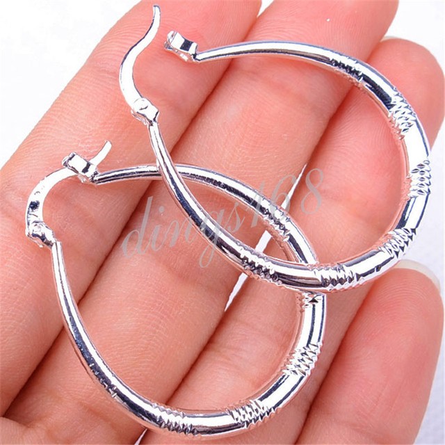 Genuine 925 Sterling Silver TARNISH-FREE U-shaped 29mm*19mm Hoop