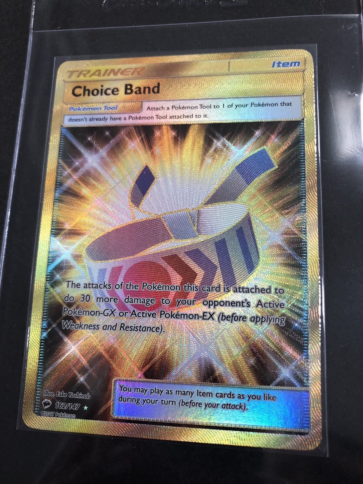 Pokemon Card: CHOICE BAND 162/147 Burning Shadows Holo Full Art Secret Rare NM
