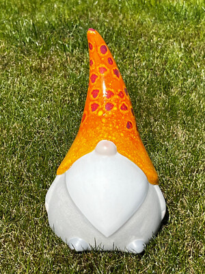 Gnom Zwerg Wichtel Keramik Gartenstecker Gartendeko Gartenkugel 6 Farben/Orange