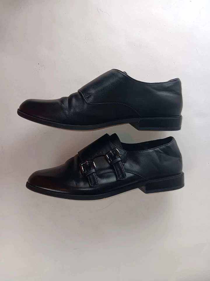 Aldo 女式牛津舒适鞋黑色皮革双僧侣杏仁鞋头 7 码 — 第 4/4 张图片