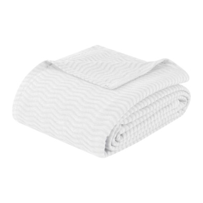 Jena Cotton Textured Chevron Ultra Soft Breathable Woven Blanket or Sofa Throw