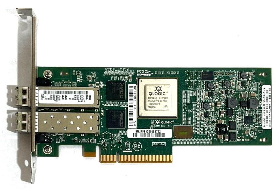 QLogic QLE8152 Dual Port 10GbE SFP+ PCIe Converged Network Card w/ 2x 10Gb SFPs - Image 4 of 4