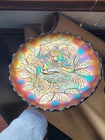 Pretty Purple Northwood Carnival Glass Peacock & Urn Master Ice Cream Bowl FLAT