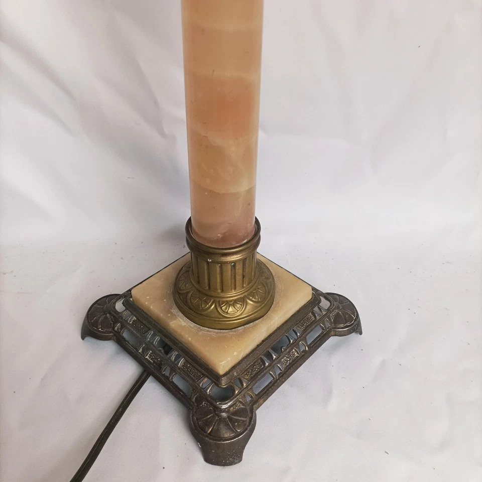 Lampe de table Napoléon III en albâtre et régule - XIXe S. - Hauteur 40 cm - Photo 4/4