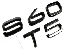 BLACK S60 + T5 FIT VOLVO S60 REAR TRUNK NAMEPLATE EMBLEM BADGE LETTERS NUMBER