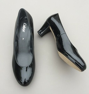 gabor black patent court shoes