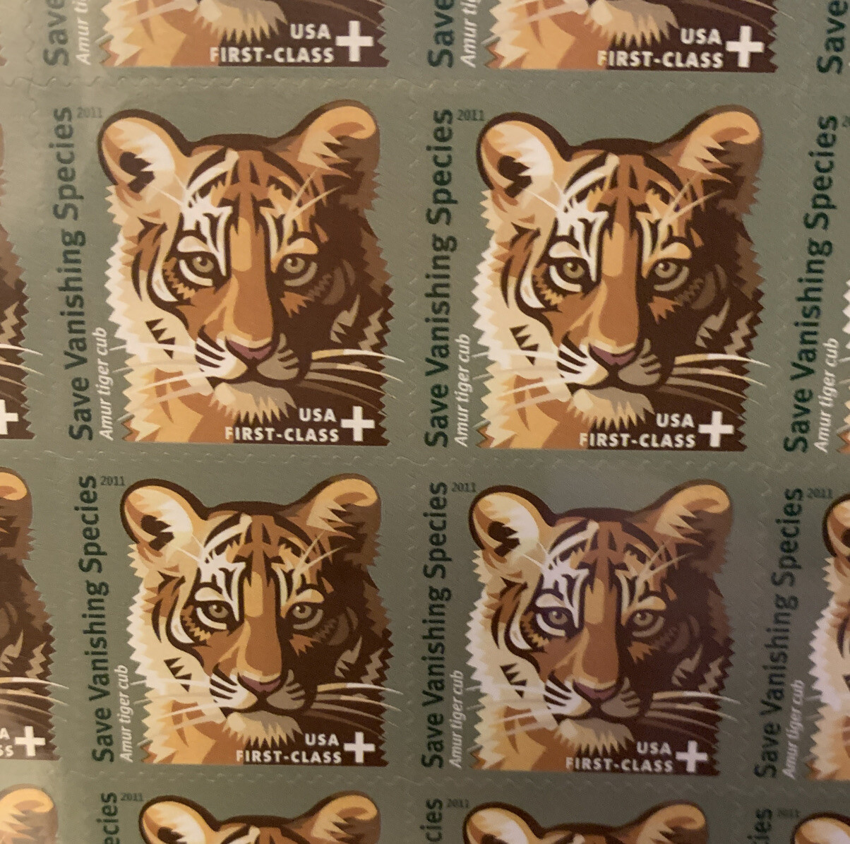 2011 Save Vanishing Species Tiger Stamp Sheet Set First Class Scott 