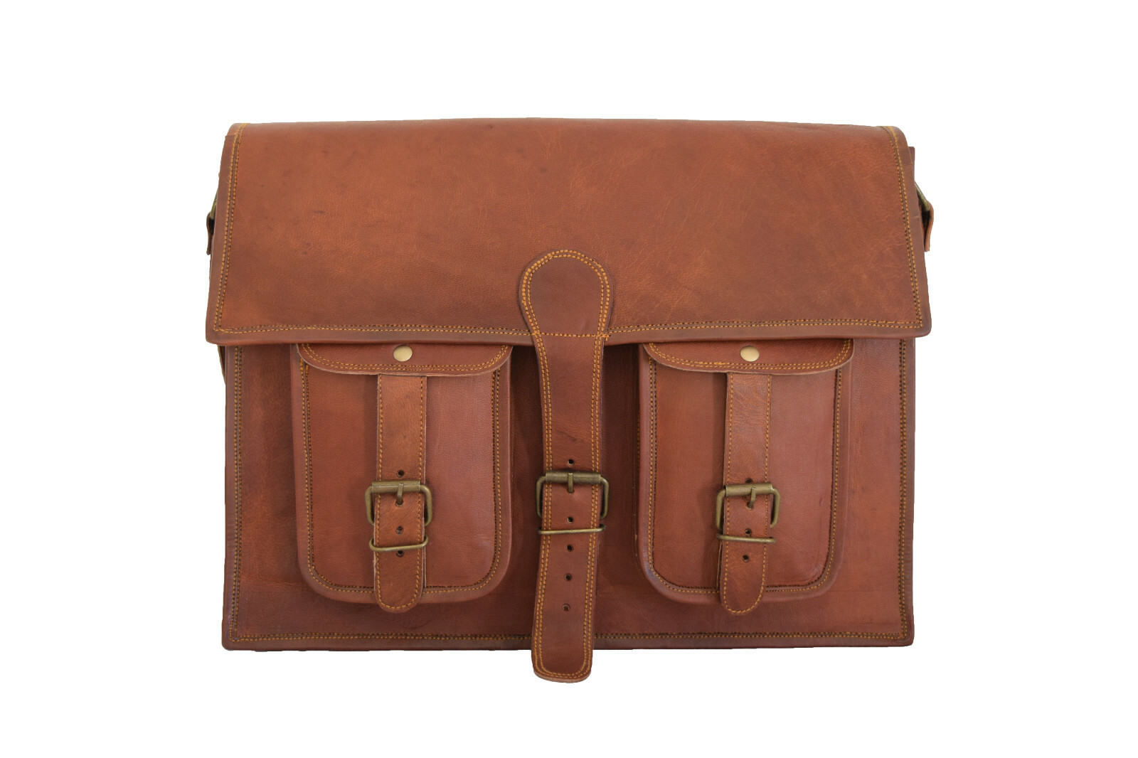 15 In Messenger Bag Office School Laptop Satchel Real Leather Shoulder Bags