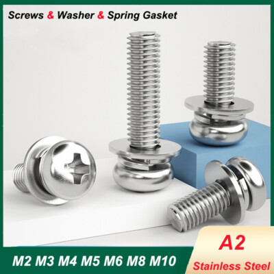 #ad A2 Stainless Steel Phillips Pan Head Screws amp; Washer amp; Spring Gasket Combo Kit AU $28.45