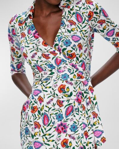 12 14 DIANE VON FURSTENBERG ABIGAIL FLORAL MARCH SILK WRAP MIDI DRESS NWT~~
