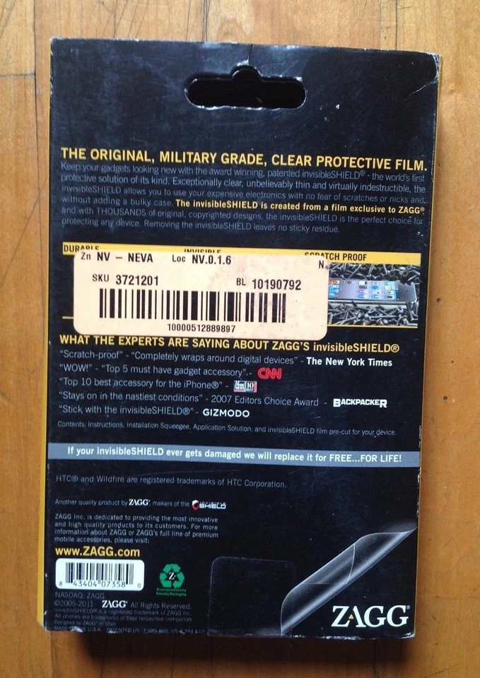 Protetor de tela/protetor de tela invisível ZAGG para tela HTC Wildfire - Imagem 3 de 4