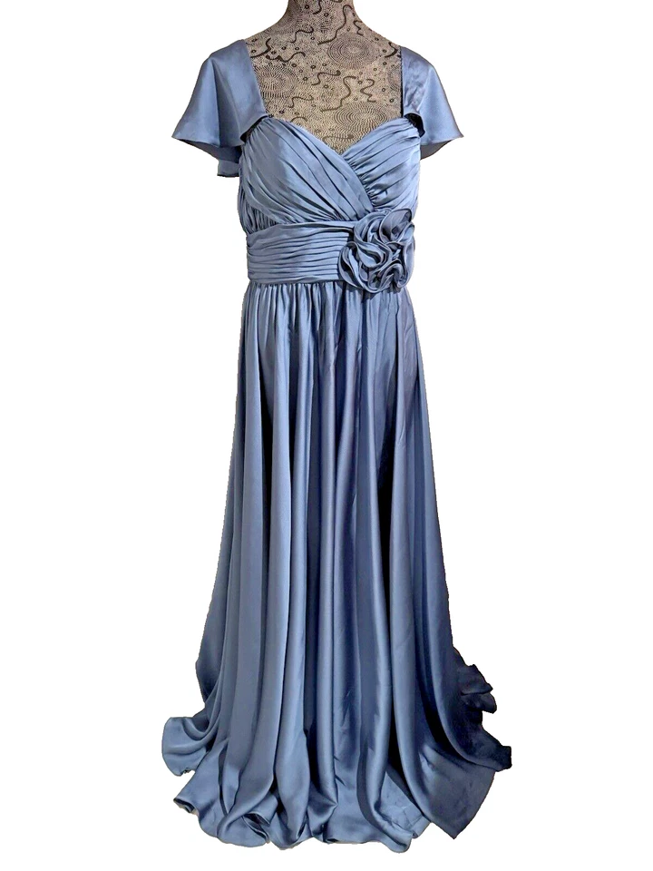 NWOT JS Collections Grecian Chiffon Dress/Gown Classic Blue Size 10 - Image 4 of 4