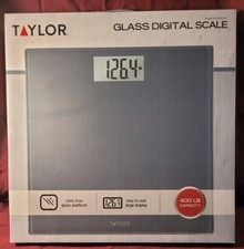 Taylor Smart Glass Digital Scale Tempered Glass, Slate Blue, 400 lb Capacity