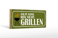 Holzschild Spruch 27X10 Cm Salat Kann Man Nicht Grillen Deko Schild Wooden Sign
