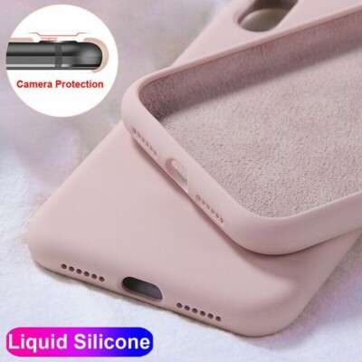 Für IPHONE 6-11 Pro Max Liquid Mattiert Matt Candy Weiches Silikon Hülle Pink