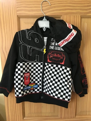 NWT Disney Store Boy Jacket Cars 3 Lightning McQueen Hooded Hoodies 3,4,7/8