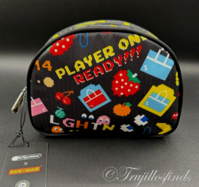 LeSportsac x Pac-Man Half Moon Zip Cosmetic Bag 1974 Power Pellets 3827 G842 P2