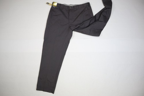 Haggar Men's Iron-Free Premium Khaki Classic Fit Flat Front Pant Dark Grey 38x32 - Picture 3 of 15