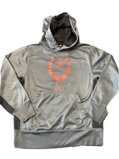 Nike Hoodie Boys Small Therma Fit Gray Silver Black Stripe Swoosh Football