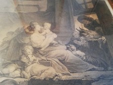 Gravure eau-forte originale "La famille du fermier" par MARILLIER Clément Pierre