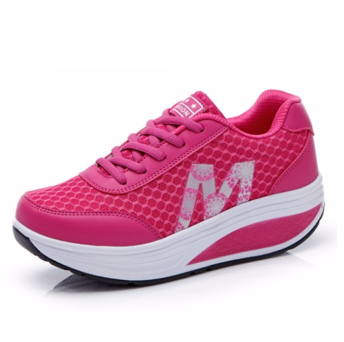 Baskets sneakers femme légères été fitness compensées plateforme vert gris rose - 第 1/10 張圖片